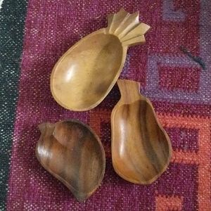 Hand carved little bowls- pineapple, fruit shapes